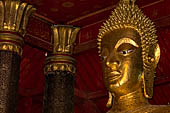 Luang Prabang, Laos - Wat Mai, detail of the Buddha altar inside the sim. 